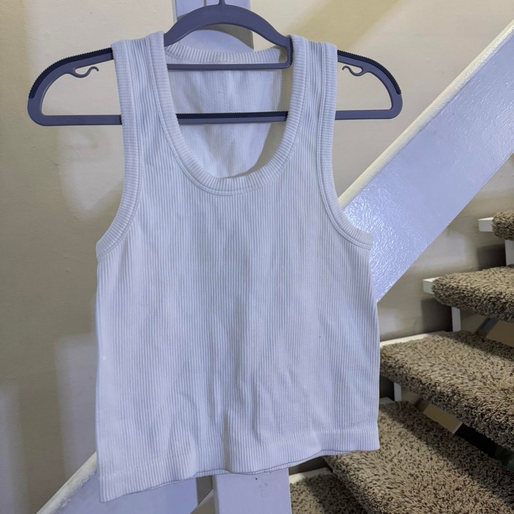 White Ribbed Tank Top